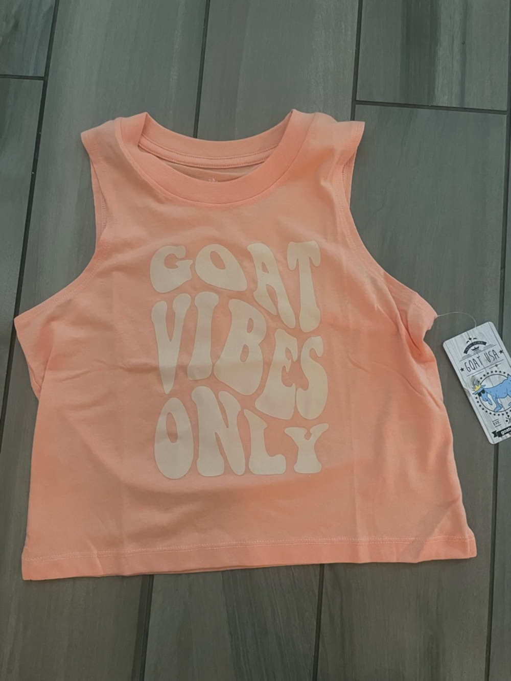 Goat Vibes Only Peach Tank Top for Kids - Casual Summer Tee